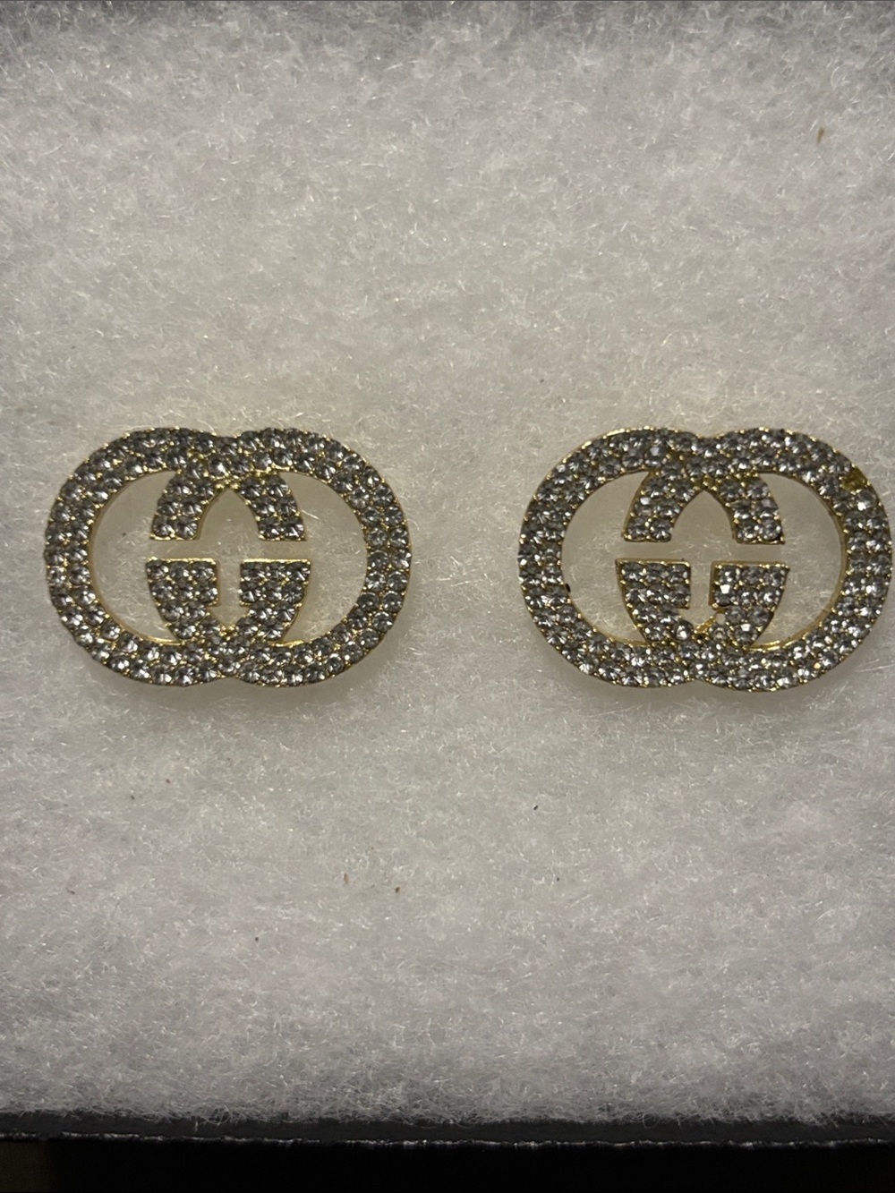 GG Gold Crystal Interlocking Logo Stud Earrings